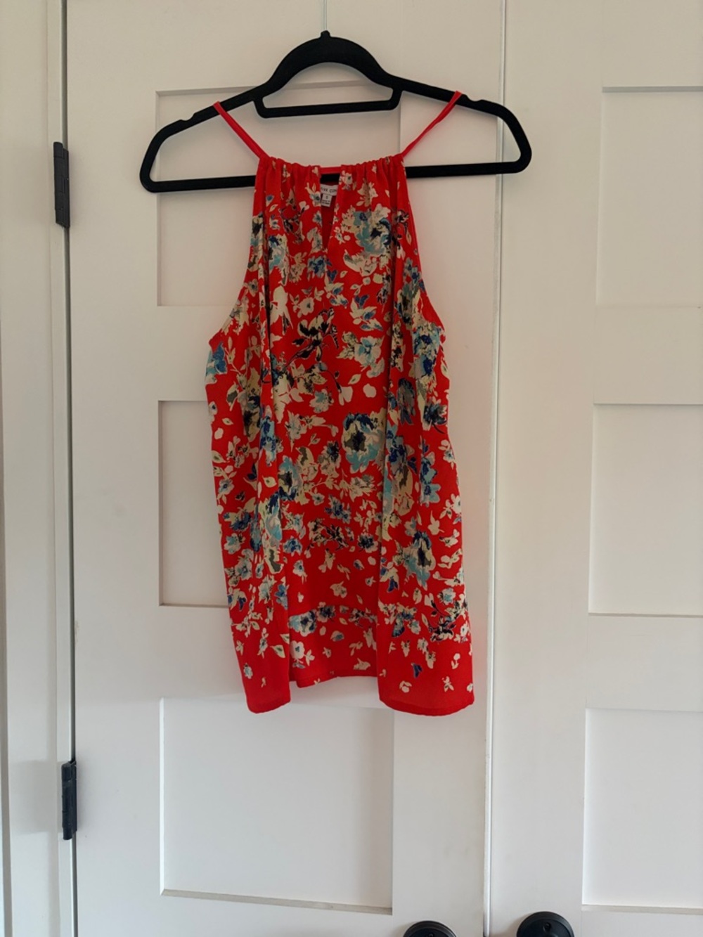 Red/Orange Floral Halter Women's Tank Top